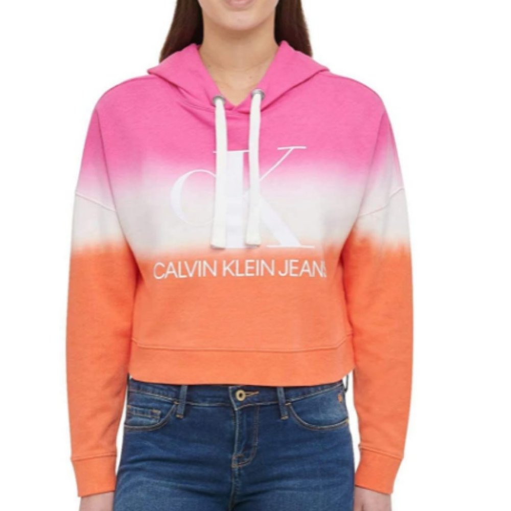 NWT Calvin Klein Jeans Tie Dye Logo Cropped Hoodie